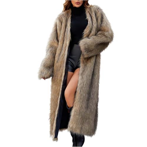 Amazon.com: Faux Fur Coat for Women Full-Length Open Front Fashion